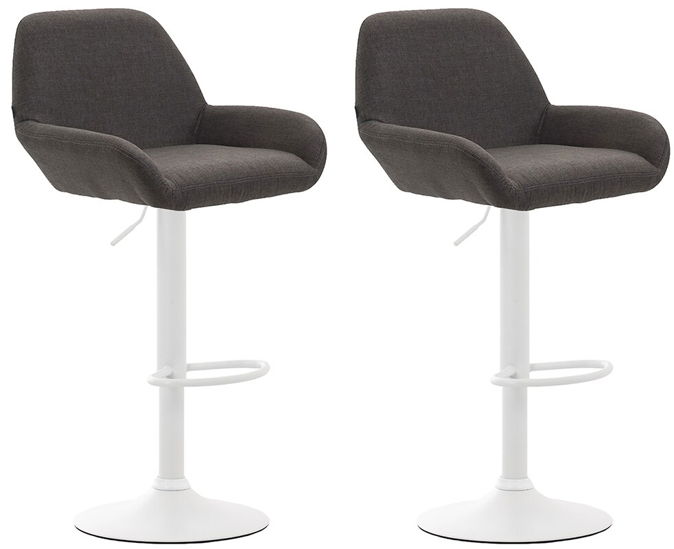CLP 2er Set Barhocker Braga Stoff dunkelgrau/weiß Image