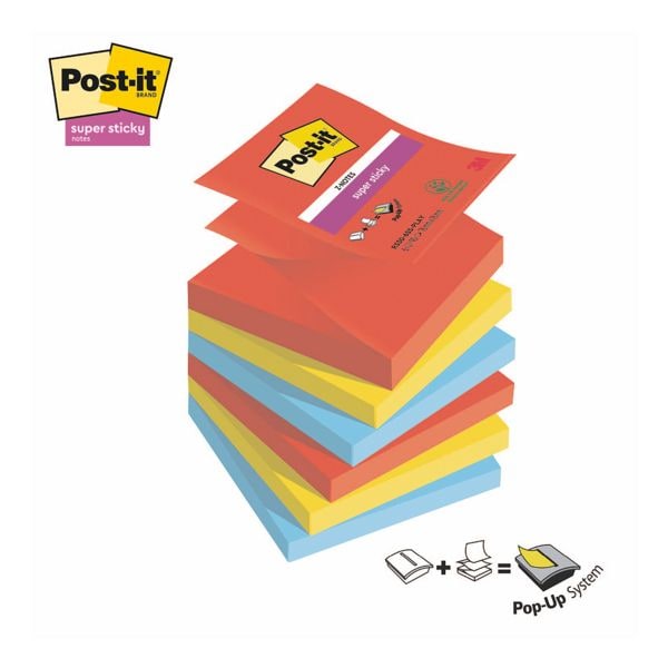 Post-it Super Sticky Haftnotizblock 76 x 76 mm »Z-Notes Playful Collection«, 6 Stück gelb Image