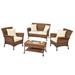 Outdoor Faux Sea Grass Garden Patio Furniture 4PC set w/ Table - 4-Piece Sets