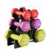 HolaHatha 2, 3, and 5 Pound Neoprene Dumbbell Free Hand Weight Set with Rack - 20 LB, Set of 6 with Stand