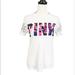 Pink Victoria's Secret Tops | Pink Victorias Secret Tropical Sequins T-Shirt Size Xs | Color: White | Size: Xs