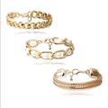 Free People Jewelry | 14k Gold Plated Bracelets Layered Set Of 3 | Color: Gold | Size: Os
