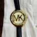 Michael Kors Accessories | Michael Kors Slim Runway Gold Dial Leather Crystal Ladies Watch - Mk2392 | Color: Black/Gold | Size: Os