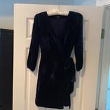 J. Crew Dresses | Blue Velvet Wrap Mini Dress From Jcrew, Never Been Worn Though Tags Are Off. | Color: Blue | Size: 00p