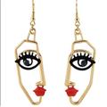 Free People Jewelry | Abstract Face 14k Gold Plated Earrings | Color: Gold | Size: Os