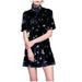 Free People Dresses | Free People 4 Navy Be My Baby Velvet Short Sleeve Floral Mini Dress Nwt Aa36 | Color: Blue | Size: 4