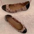 Coach Shoes | Coach Callie Signature C Patent Leather Ballet Flats. Khaki/Chestnut | Color: Brown/Tan | Size: 9m