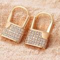 Free People Jewelry | Gold Cz Padlock Hoop Earrings Unique Huggies | Color: Gold/White | Size: Os