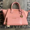 Michael Kors Bags | Michael Kors Avril Top Zip Satchel Shoulder Bag & Flat Mf Phone Case Wallet | Color: Pink | Size: Large