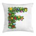 East Urban Home Ambesonne Letter F Throw Pillow Cushion Cover, Christmas Bells Santa w/ Gifts Colorful Candies On Pine Design Capital F Print | Wayfair