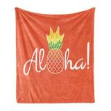 East Urban Home Throw Aloha Blanket, Aloha Calligraphy w/ A Pineapple Fruity Hawaiian Theme | 60 H x 50 W in | Wayfair