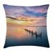 East Urban Home Ambesonne Nature Throw Pillow Cushion Cover, Sunset At Abandoned Jetty w/ Smooth Water & Nice Sky Digital Image | Wayfair