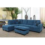 Blue Reclining Sectional - Latitude Run® 104” Wide Stationary Sofa & Chaise w/ Ottoman | 35 H x 104 W x 75 D in | Wayfair