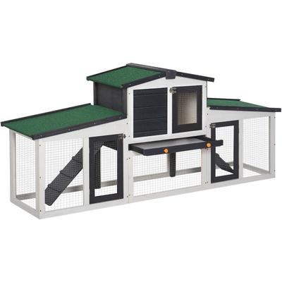 PawHut Kleintierstall Zwergkaninchenstall Kleintierkäfig mit Asphaltdach und Freigehege Image