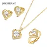 JBrosChimLove-Ensembles de bijoux coeur en or 18 carats pour femmes patients cubique diamant de