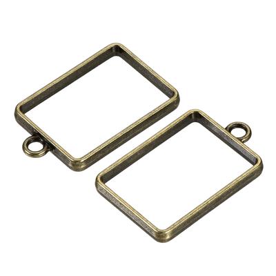 20Pcs Resin Pendants Frames 33x21mm Rectangle Alloy Hollow Charms - Bronze