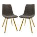 17 Stories Zaven Modern Leather Dining Chair w/ Gold Legs Set Of 2 Upholstered/Fabric in Gray | 33 H x 17 W x 22.24 D in | Wayfair