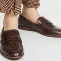 Madewell Shoes | Madewell The Alex Loafer In Croc Embossed Leather | Color: Brown | Size: 7.5