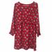 J. Crew Dresses | J Crew Red Floral Printed Long Sleeve Ruffle Dress Size 12 | Color: Red | Size: 12