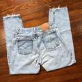 Levi's Jeans | 28x30 Women's Vtg 90s Levi's 550 Light Wash Distressed Jeans Tears Mom F624p Brg | Color: Red | Size: 28