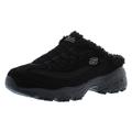 Skechers Women's D'Lites - Comfy Steps Sneaker Mule, Black/Black, 10