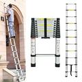 Telescopic Ladder 3.2m Extendable Ladders Extension Ladder 10FT Loft Ladder Attic Ladder Compact Ladder Collapsible Ladders Lightweight Portable Multi-Purpose Folding Ladder Heavy Duty 330lb Capacity