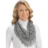 Collections Etc Soft Crochet Knit Infinity Scarf with Tassel Fringe - Dress Up Any Outfit With This Warm Accent Grey One Size