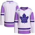 Men's adidas White/Purple Toronto Maple Leafs Hockey Fights Cancer Primegreen Authentic Blank Practice Jersey