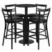 24'' Round Laminate Table Set with Round Base and 4 Ladder Back Metal Barstools