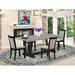 East West Furniture Dining Table Set- a Kitchen Table and Shitake Linen Fabric Parson Chairs, Black(Pieces Options)