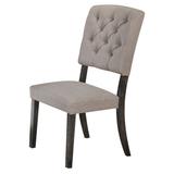 Set of 2 Bernard Side Chair ,Dining Chair Fabric Cream Linen Weathered, Oak