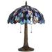 2 Bulb Tiffany Floor Lamp with Mosaic Design Shade, Multicolor