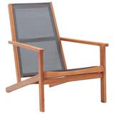 vidaXL Patio Lounge Chair Gray Solid Eucalyptus Wood and Textilene - 25.2" x 36.2" x 32.7"