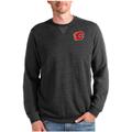 Men's Antigua Heathered Black Calgary Flames Reward Crewneck Pullover Sweatshirt