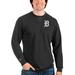 Men's Antigua Heathered Black Detroit Tigers Reward Crewneck Pullover Sweatshirt