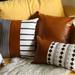 Decorative Vegan Faux Leather Throw Pillows Set of 2