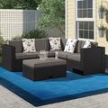 Sol 72 Outdoor™ McNab 4 Piece Rattan Sectional Seating Group w/ Cushions Synthetic Wicker/All - Weather Wicker/Wicker/Rattan in Black | Wayfair