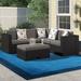 Sol 72 Outdoor™ McNab 4 Piece Rattan Sectional Seating Group w/ Cushions Synthetic Wicker/All - Weather Wicker/Wicker/Rattan in Black | Wayfair