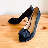 Kate Spade Shoes | Kate Spade Black Satin Rosette Peeptoe High Heels Pumps 7 | Color: Black | Size: 7