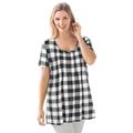 Plus Size Women's A-Line Knit Tunic by Woman Within in Black Buffalo Plaid (Size M)