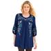 Plus Size Women's Boho Floral Tunic by Roaman's in Evening Blue Boho Floral (Size 24 W)