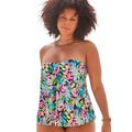 Plus Size Women's Flyaway Bandeau Tankini Top by Swimsuits For All in Multi Tropical (Size 14)