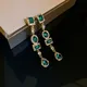 Boucles d'oreilles en cristal vert géométrique classique pour femmes boucles d'oreilles longues