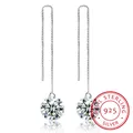 Boucles d'oreilles pendantes longues en cristal de Swarovski pour femme glands ronds bijoux fins