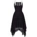 Free People Dresses | 056 Free People Black Just Like Honey Drape Hem Lace Mini Dress Sz 6 Women's | Color: Black | Size: 6