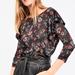 Free People Tops | Free People Floral Ruffle Boho Top Blouse Sz Xs Keyhole Back | Color: Black/Red | Size: Xs