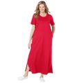 Plus Size Women's Perfect Short-Sleeve Scoopneck Maxi Tee Dress by Woman Within in Vivid Red (Size M)