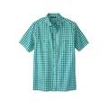 Men's Big & Tall Short Sleeve Seersucker Sport Shirt by KingSize in Emerald Check (Size XL)