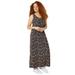 Plus Size Women's Sleeveless Knit Maxi Dress by ellos in Black Tan Fern Print (Size 18/20)
