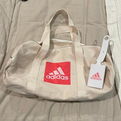 Adidas Bags | Adidas Duffle Bag And Luggage Tag. New Without Tags. | Color: Cream/Pink | Size: Os